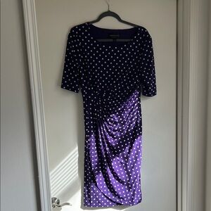 Maggy London Dark Purple Polka Dot Midi Dress